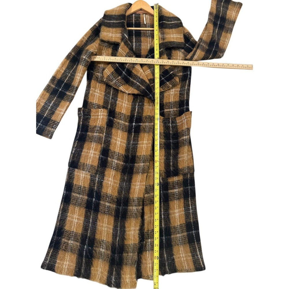 Free People Fine Line Plaid Wool Blend Duster Coat L‎ - Picture 6 of 8
